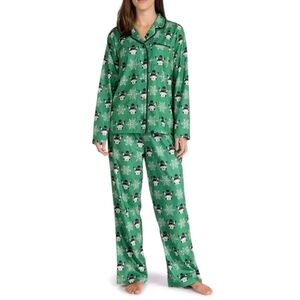 Pokemon Official Pikachu Snowflakes Flannel Button-Up Pajama Set  Sz XS
